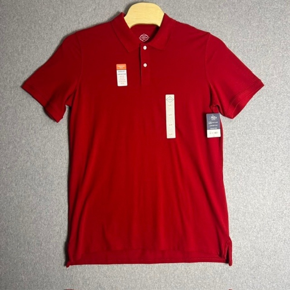 NWT St John's Bay Men's Red Super Soft Comfort Flex Easy Care Polo Shirt Size LT